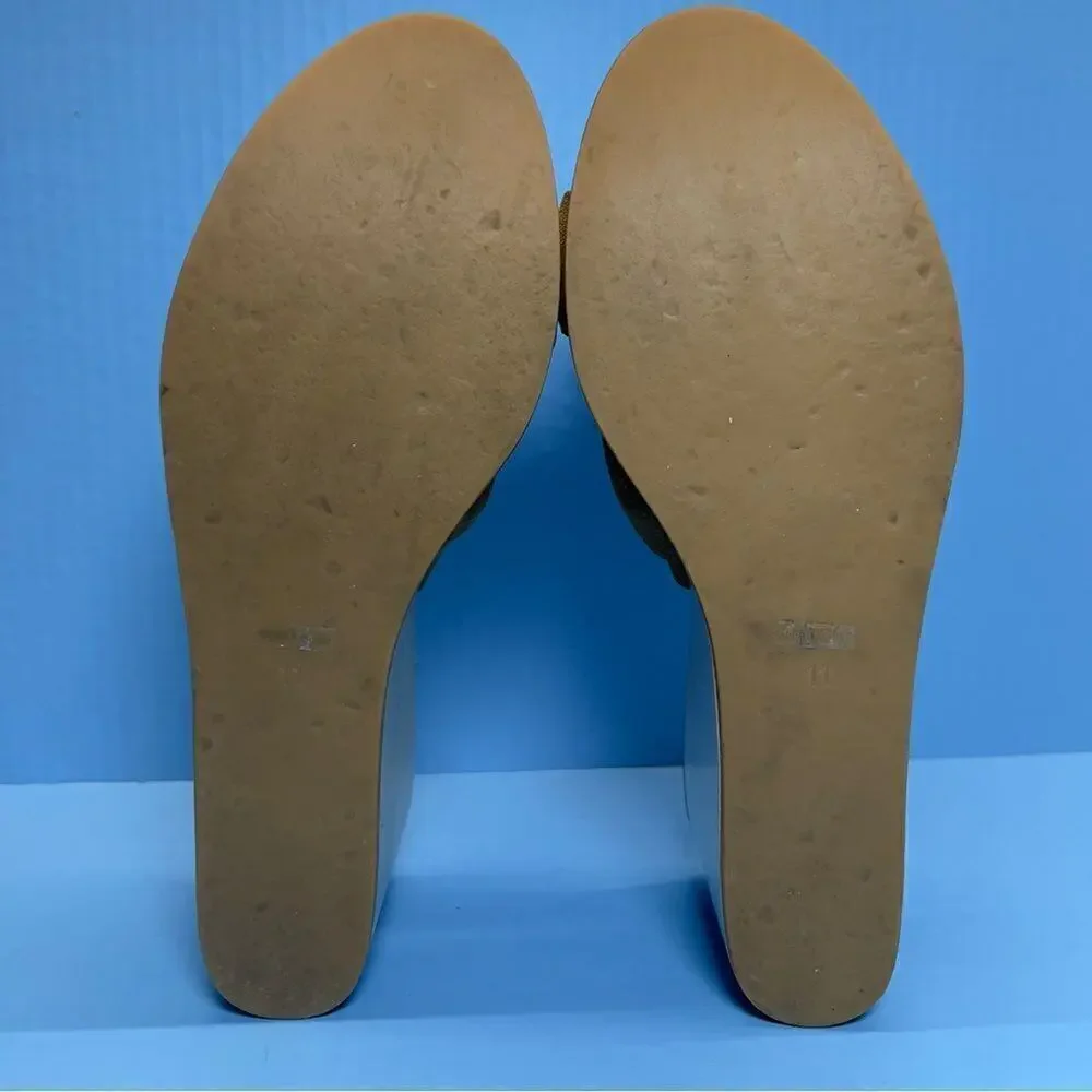 Loeffler‎ Randall Taylor Platform Wedge Heel Sandals in Sienna Tan Suede 11